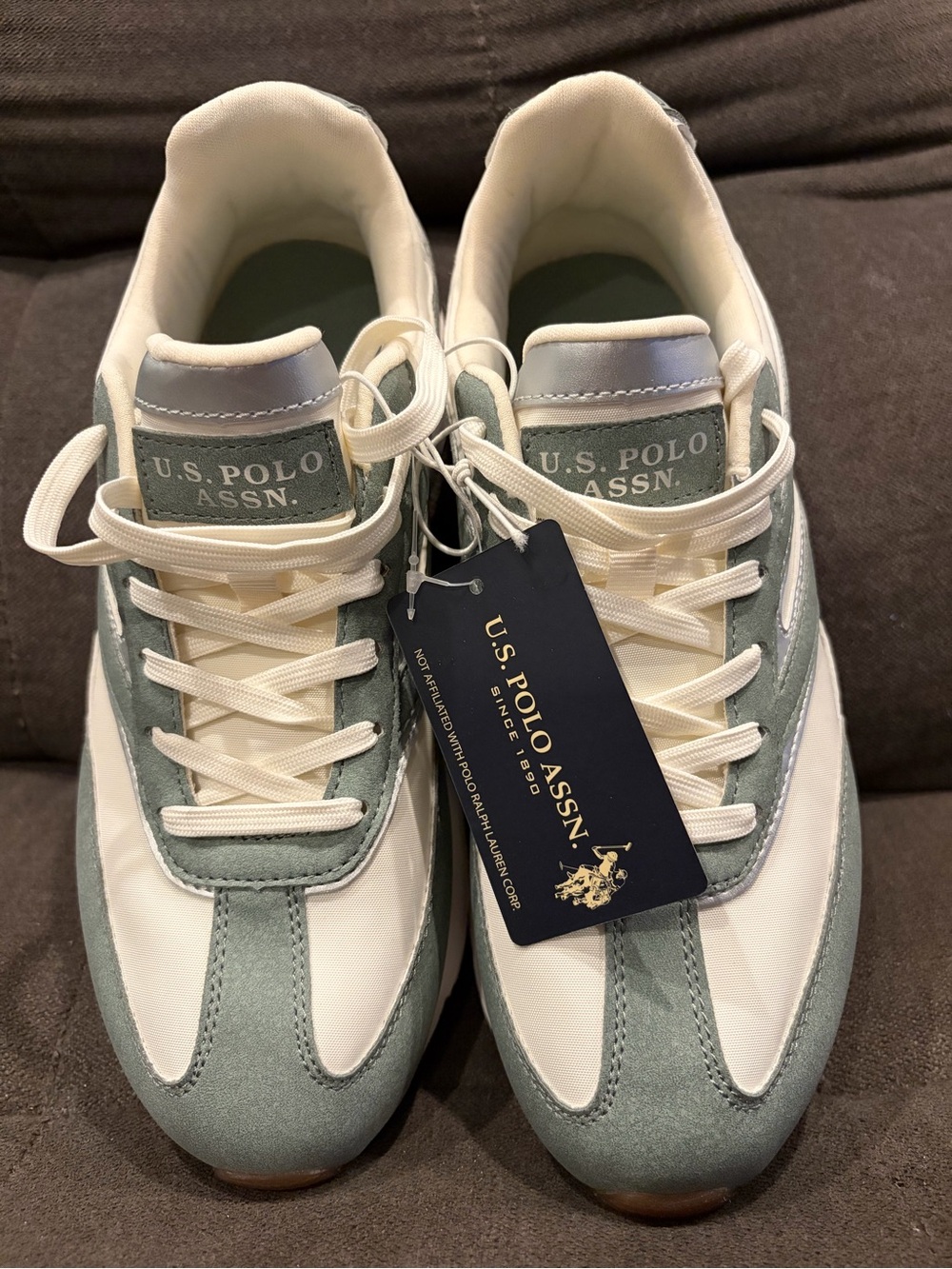 U.S. Polo White and Light Green Casual Sneakers